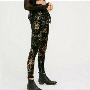 Free People Velvet black floral pants